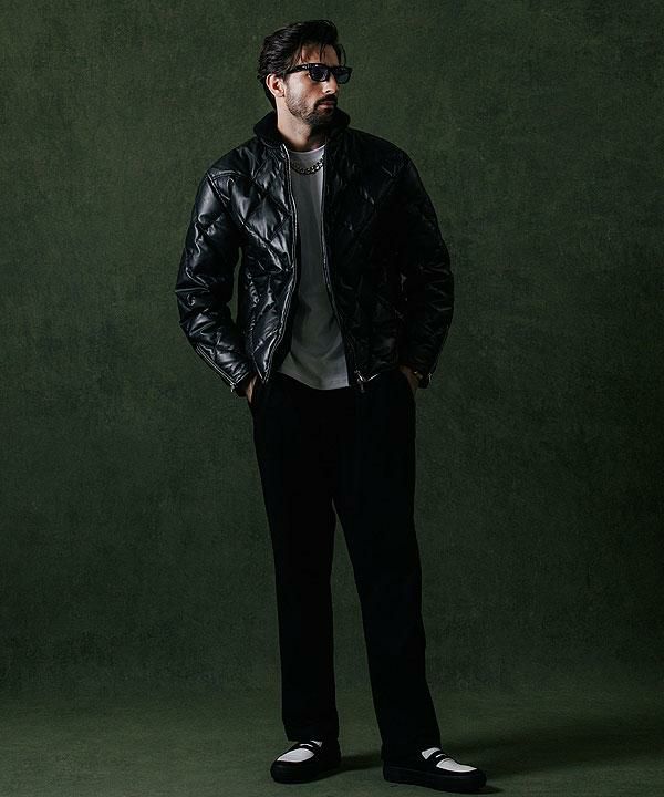 美品　THE CRIMIE ラムレザー　ダウンジャケット　Mサイズ　黒×ベージュ CRIMIE クライミー DIAMOND QUILT LAMB LEATHER DOWN JACKET