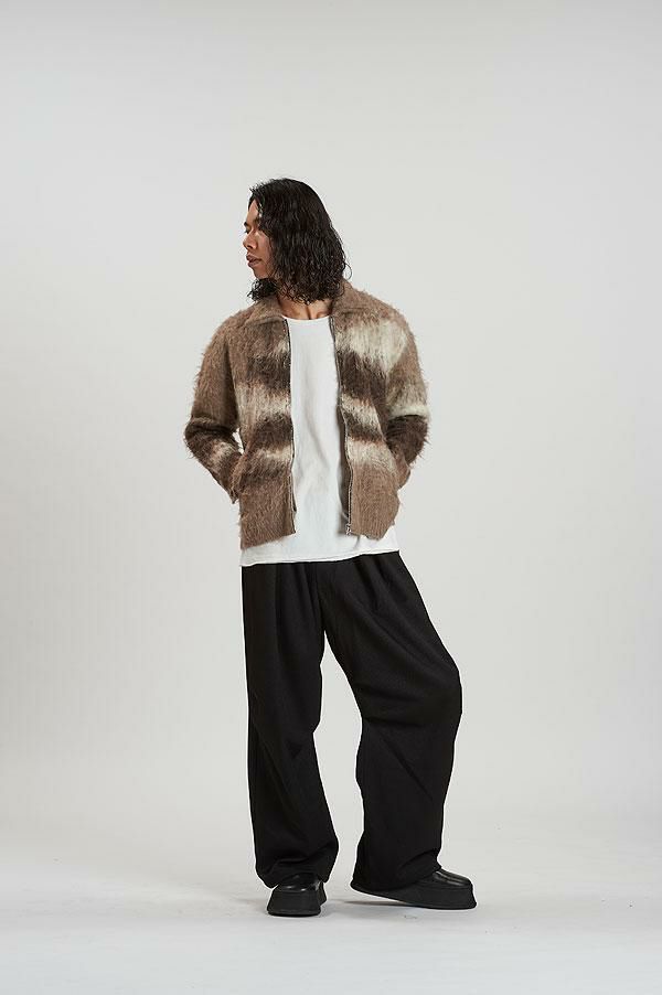 NO ID. ノーアイディー シャギージャカードニットBLZ