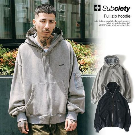 SUBCIETY サブサエティ Full zip hoodie