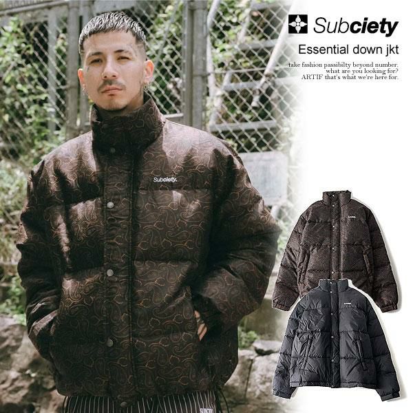 【新品】Subciety ヒョウ柄 ダウンジャケット　リバーシブル/黒 リバーシブル】【XL】Subciety ヒョウ柄 ダウンジャケット メンズ