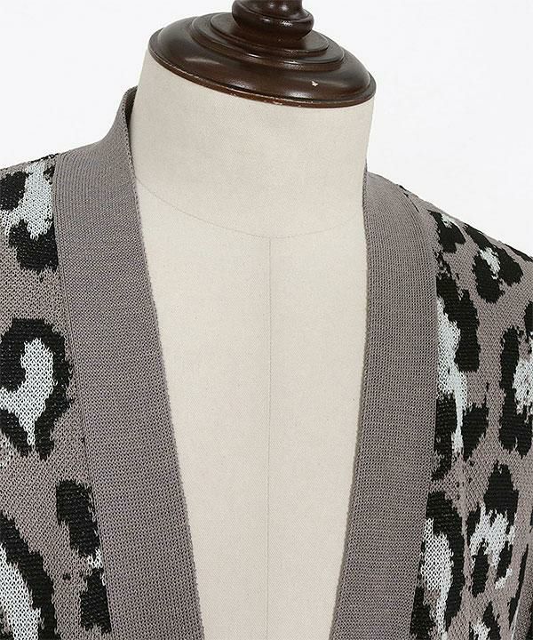 新品】GLIMCLAP グリムクラップ ヒョウ柄カーディガン L ベージュ 新品