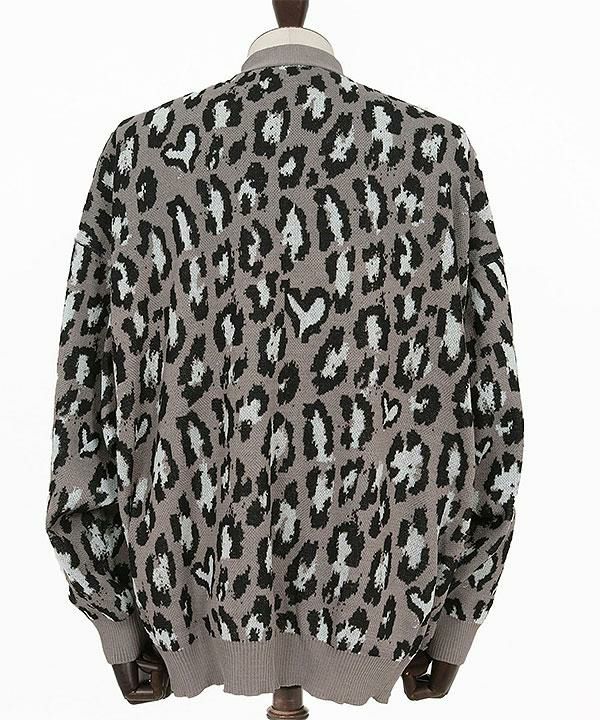 【新品】期間限定GLIMCLAP グリムクラップ ヒョウ柄カーディガンL グレー GLIMCLAP(グリムクラップ)】Minimai detail cardigan -Leopard feather