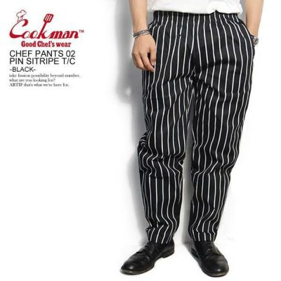 COOKMAN クックマン CHEF PANTS 02 PIN STRIPE T/C -BLACK- | PHYNAM