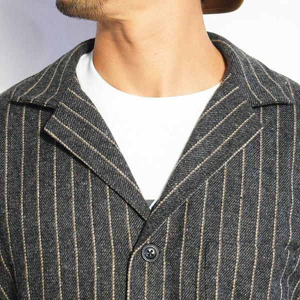 COOKMAN クックマン ラボジャケット L ストライプ グレー ウール混 COOKMAN クックマン LAB.JACKET WOOL MIX STRIPE -GRAY- 231-03413