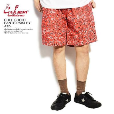 COOKMAN クックマン CHEF SHORT PANTS PAISLEY -RED- 231-01885 メンズ