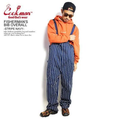 海外から輸入 COOKMAN クックマン FISHERMAN'S BIB OVERALL -STRIPE NAVY パンツ