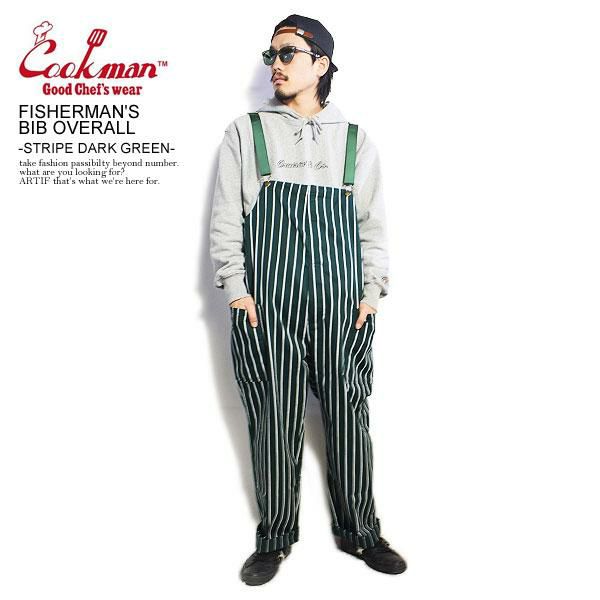 パンツ Fisherman's Bib Overall Stripe DarkGreen COOKMAN クックマン FISHERMAN'S BIB OVERALL -STRIPE DARK GREEN