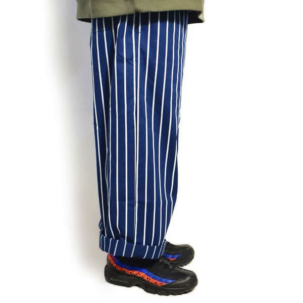 COOKMAN クックマン WIDE CHEF PANTS -STRIPE NAVY- メンズ パンツ