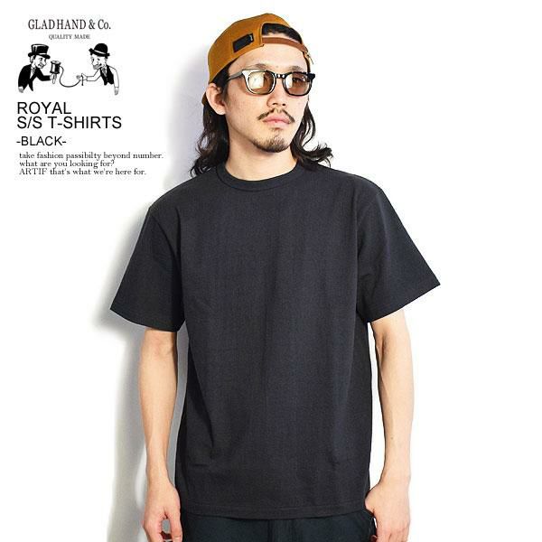 GLAD HAND グラッドハンド ROYAL S/S T-SHIRTS -BLACK- メンズ Tシャツ 半袖 クルーネック ROYAL CLASS  送料無料 ストリート